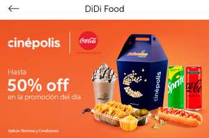 Didi Food: En Cinépolis hasta 50% descuento en la promoción del día