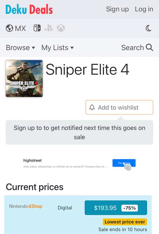 Nintendo Switch eShop USA - Sniper Elite 4