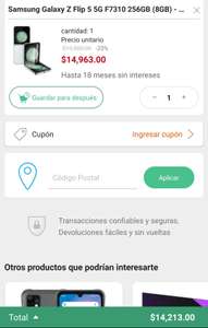 Linio: Samsung Z Flip 5 ( 8 + 256 GB ) pagando con PayPal