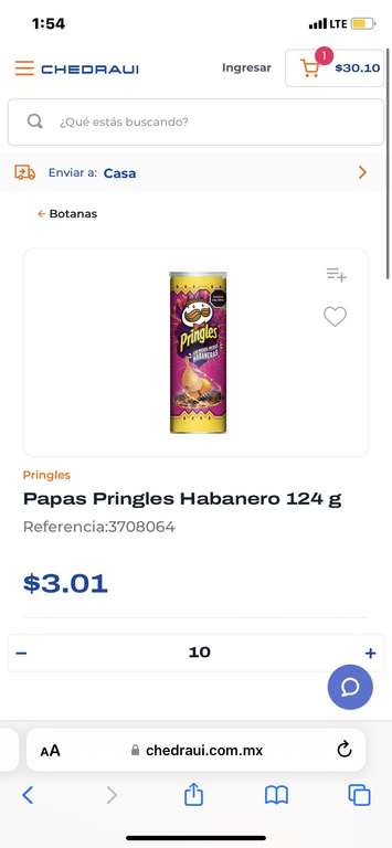 (BUG) Chedraui: Papas Pringles Habanero 124 g en Tampico