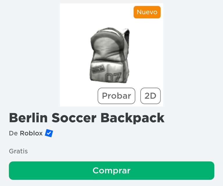 Roblox - Gratis Berlín Soccer Backpack