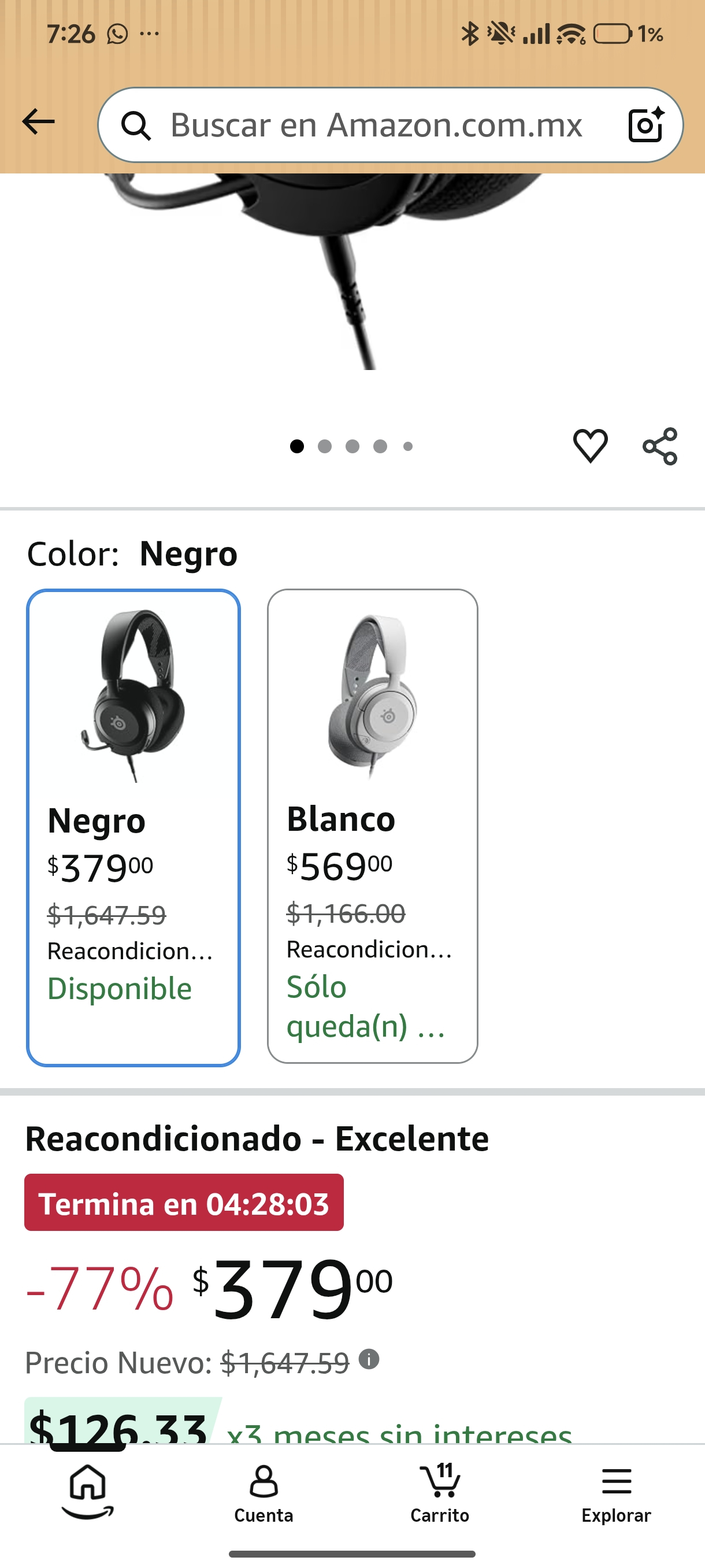 Amazon: Audífonos Steelseries arctis 1 reacondicionado estado excelente
