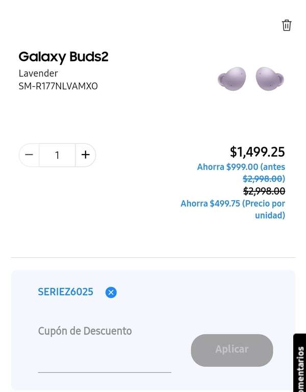 Samsung Store: Audífonos Galaxy buds 2 a solo $1499.25