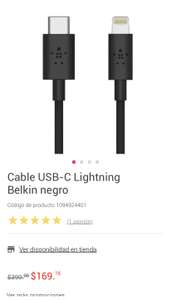 Liverpool: Cable USB-C Lightning Belkin negro.
