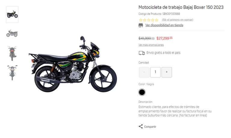 Suburbia: Motocicleta Bajaj Boxer 150 2023