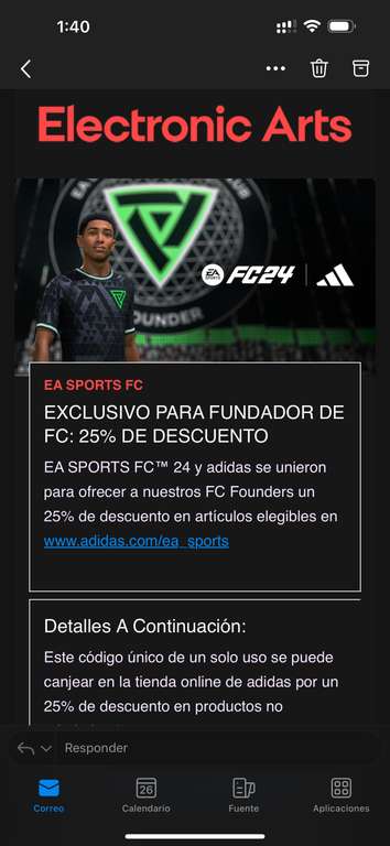 Adidas: 25% EN ADIDAS SI JUEGAN AL EA FC 24