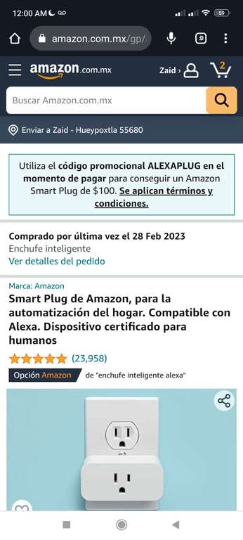 Smart plug de Amazon a $100 con cupón (usuarios seleccionados)