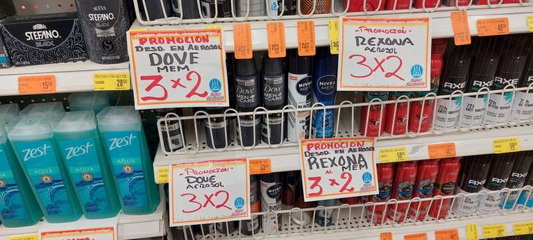 Farmacia guadalajara moctezuma 2a sección: 3 x 2 en desodorantes AXE, Dove y Rexona en aerosol