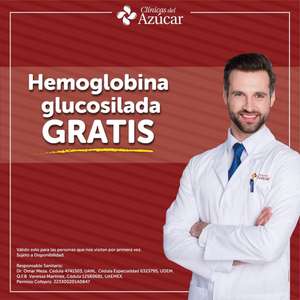 Clínicas del azúcar: Hemoglobina glucosilada gratis (Prueba para diagnosticar diabetes) primera visita - varias ciudades