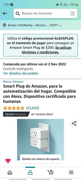 Amazon: Smart plug compatible con Alexa de $550 a $200 (Miembros Prime)