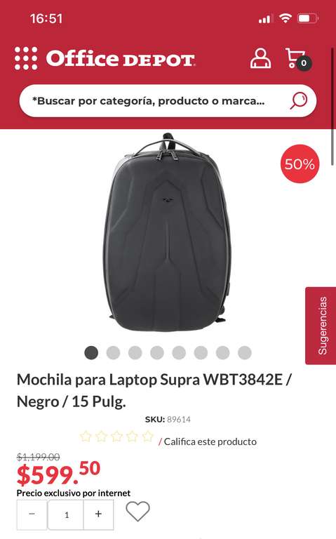 Office Depot: Mochila laptop SUPRA
