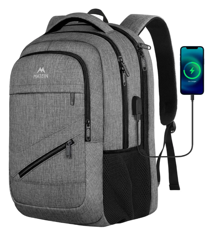 Mercado Libre: Mochila De Viaje Para Hombres Antirrobo e Impermeable Matein 1035 color gris diseño lisa 30L