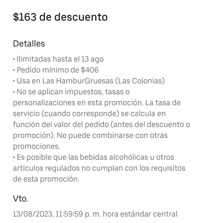 UberEats - Las Hamburgruesas (Las Colonias) Atizapán EdoMex 2x1 + $163 de descuento