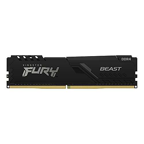 Amazon: Kingston Fury Beast DDR4, Memoria Gamer Para PC, Capacidad: 8GB, Frecuencia: 3200Mhz, Latencia: CL 16, Factor de Forma: DIMM 288-Pin