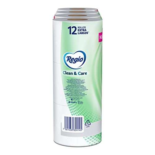 Amazon - Regio Clean and Care, paquete de 8 rollos + 4 rollos gratis | envío gratis con Prime