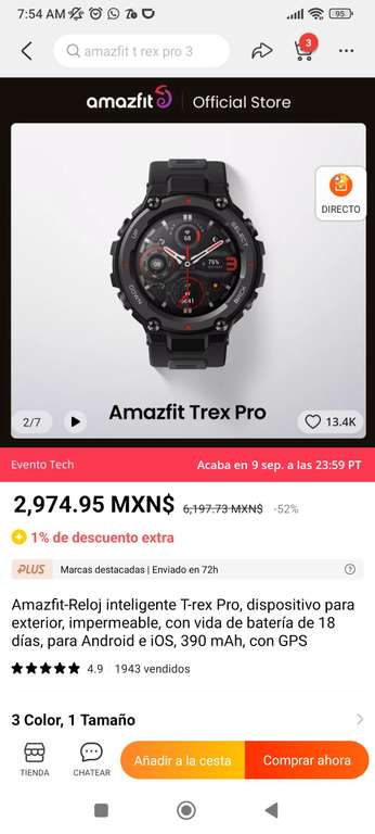 AliExpress: Smartwatch Amazfit T-rex pro