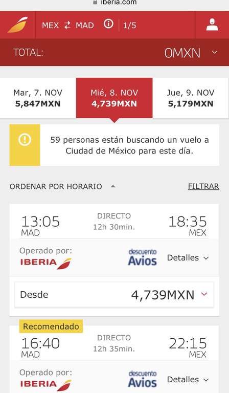 Vuelo directo CDMX-Madrid con Iberia se puede pagar a MSI fechas Octubre - Diciembre