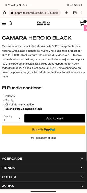 GoPro: HERO 10 BUNDLE!! | Pagando con TDC Santander en Mercado Pago [SANTMP]