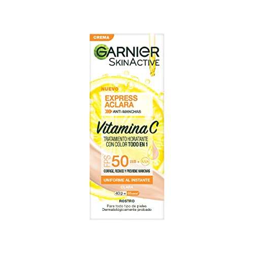 Amazon: Garnier Crema Hidratante T con protección solar FPS50 y Vitamina C | Planea y Ahorra, envío gratis con Prime