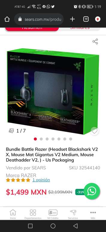 Sears: Bundle Battle Razer (Headset Blackshark V2 X, Mouse Mat Gigantus V2 Medium, Mouse Deathadder V2, ) - Us Packaging