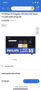 Walmart: TV Philips 55 4K UHD | Pagando con TDC BBVA + cupón