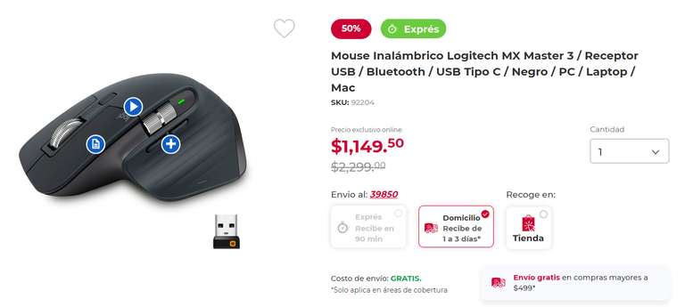 Office Depot: Mouse Inalámbrico Logitech MX Master 3