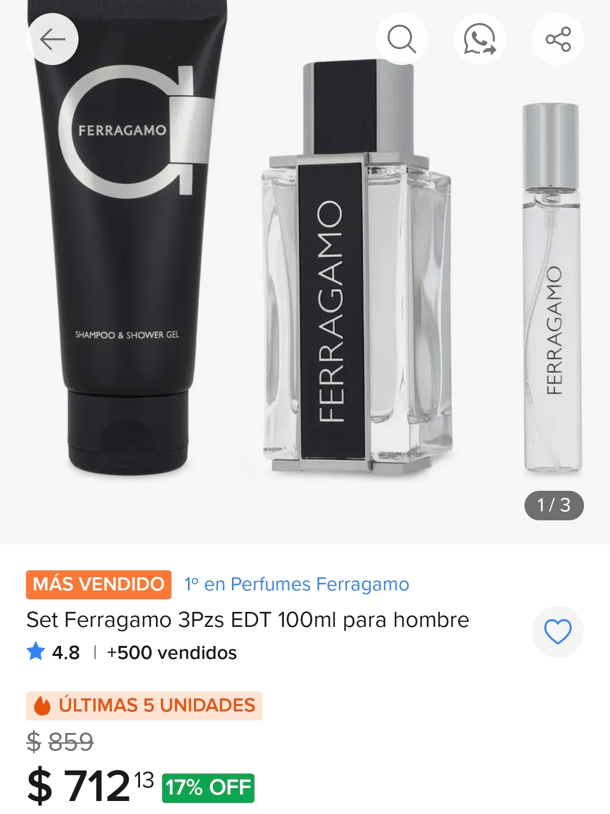 Mercado Libre: Perfume Set 3 pz Ferragamo edit 100 ml. Vendido por amora