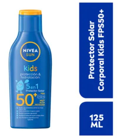 Farmacias del Ahorro: NIVEA SUN Protector Solar Corporal Kids FPS 50+ (125Ml), Protección & Hidratación