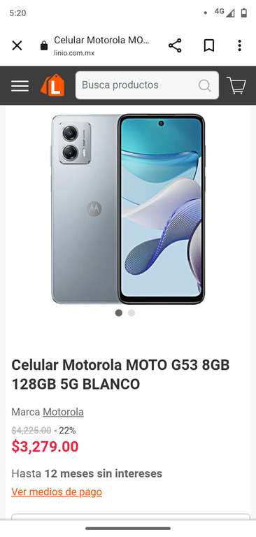 Linio: Celular Motorola MOTO G53 8GB 128GB 5G BLANCO