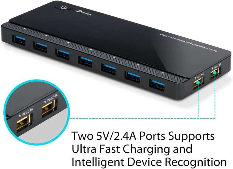 Amazon TP-Link UH720 Hub de 7 Puertos USB 3.0 con 2 Puertos Cargadores