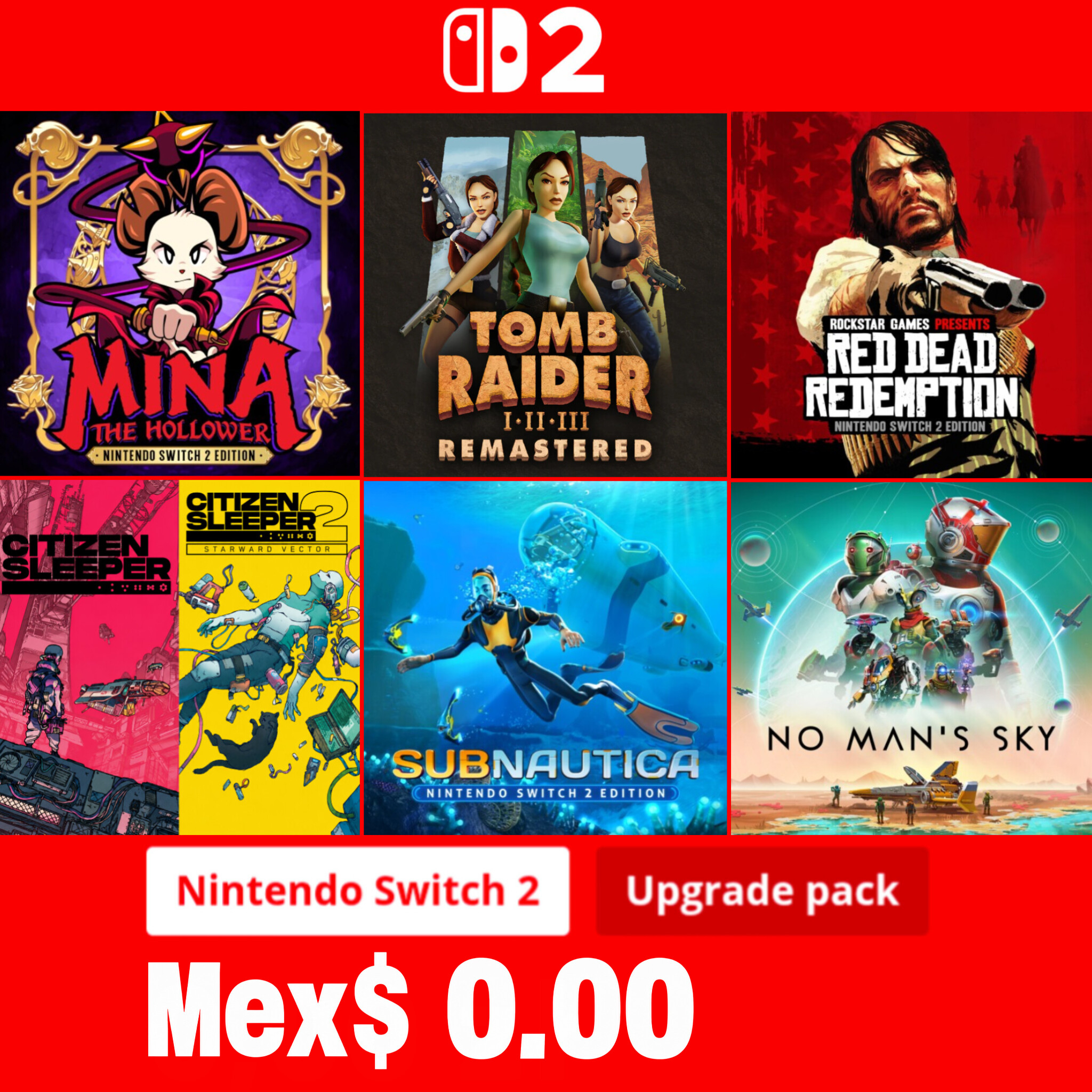49 juegos con actualización gratuita @ Nintendo Switch 2: RDR, Citizen Sleeper 1|2, Mina, Tomb Raider I–III Remaster, Subnautica, FFT y Más