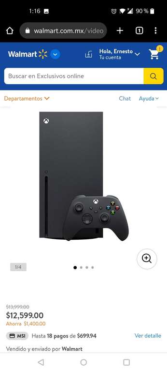 Xbox series x vendida por Walmart (pagando por Paypal con HSBC)