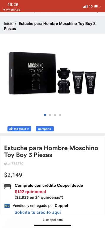 Coppel: Perfume Moschino Toy Boy - Set de 3 Piezas, estuche para hombre