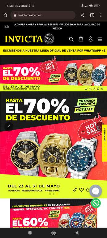 Hot Sale 2022 [Invicta México]: Hasta 70% de descuento y relojes desde $999