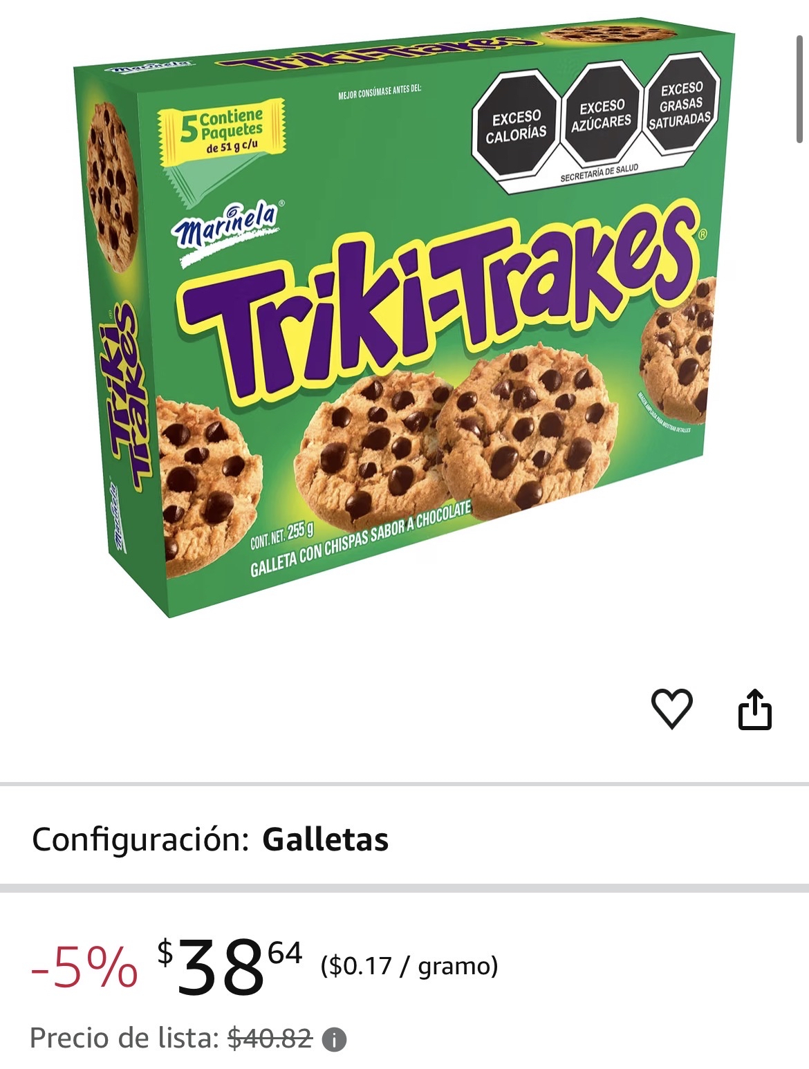 Amazon: 3x2 Marinela Galletas Triki Trakes, 255g