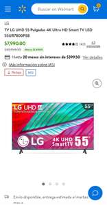 Walmart: TV LG UHD 55 Pulgadas 4K Ultra HD Smart TV LED con BBVA