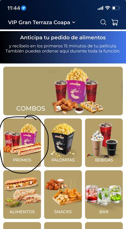 Cinépolis App VIP: Descuento en combos y alimentos variados | Ejemplo: Combo cuates en $146 de $235 | Salida al cine VIP por menos de $400