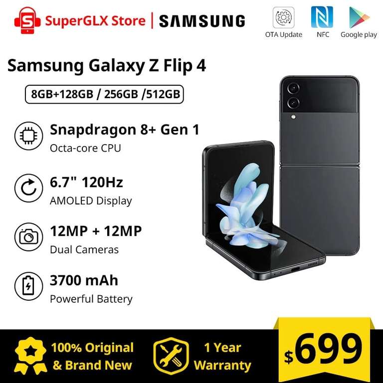 AliExpress: Samsung Galaxy Z Flip 4 5G Smartphone Snapdragon 8+ Gen 1 6.7'' 120Hz