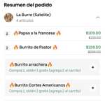 UberEats (Miembros One): La Burre Satélite - 2 burritos de pastor y dos ordenes de papas a la francesa por $108 pesos | 2x1 + $200 OFF
