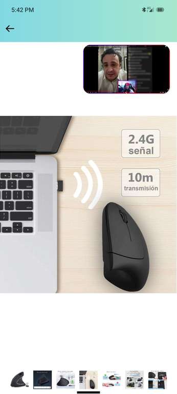 Amazon: Mouse Inalámbrico Ergonómico Recargable, Mouse Vertical Óptico de 2.4Ghz con 3 DPIs Ajustables, Diseño de 6 Botones con Receptor USB