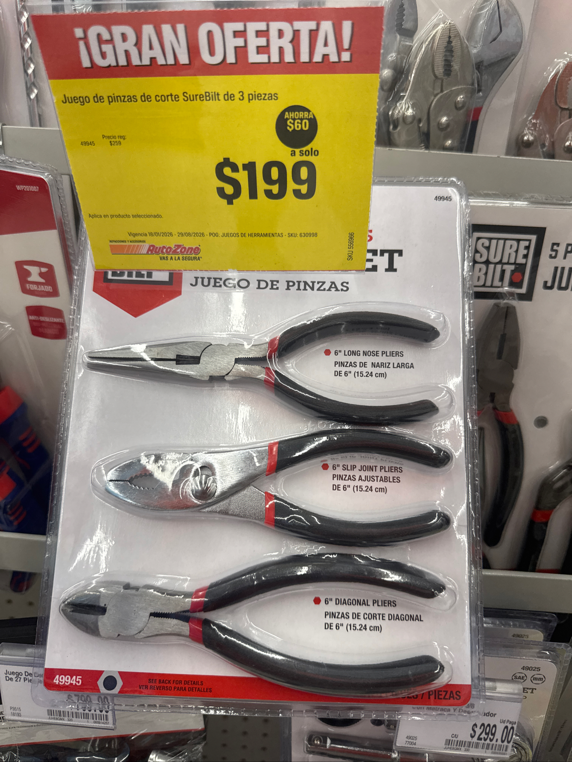 Autozone - Juego de pinzas de corte $199