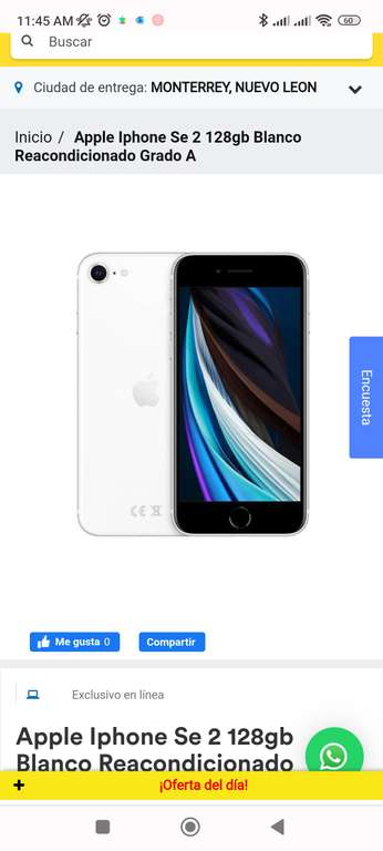 Coppel: Apple Iphone Se 2 128gb Blanco Reacondicionado Grado A