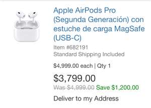 Costco: Apple AirPods Pro (Segunda Generación) con estuche de carga MagSafe (USB-C) (En el carrito)