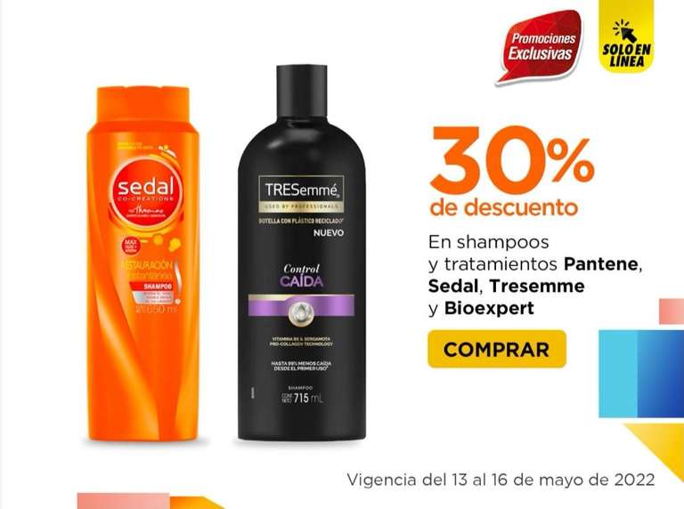 Chedraui: 30% de descuento en shampoos y tratamientos Pantene, Sedal, Tresemmé, Bioexpert