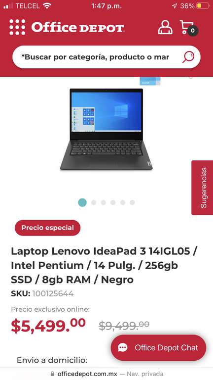 Office Depot: Laptop Lenovo IdeaPad 3 14IGL05