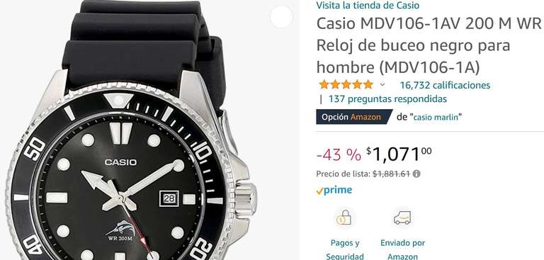 Amazon: reloj Casio Marlín