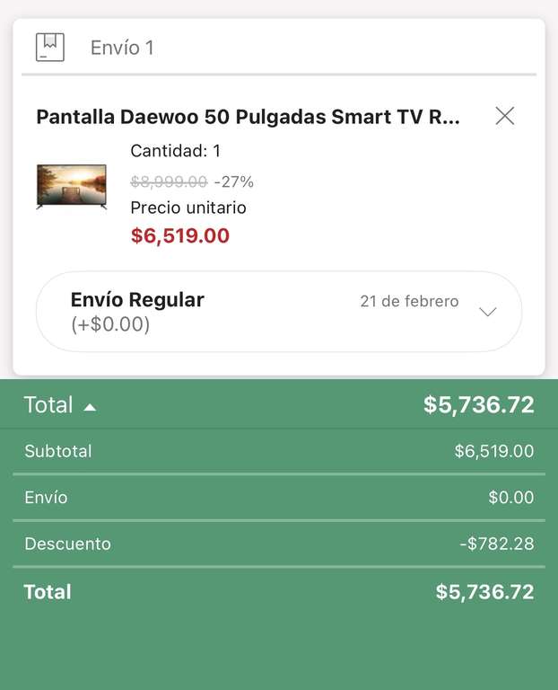 Linio: Pantalla Daewoo 50 Pulgadas Smart TV Roku HD DAW50UR Ultra HD 4K con PayPal
