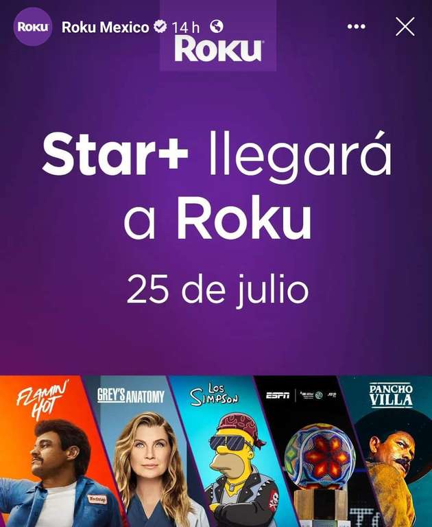 Roku: Star+ disponible a partir del 25 de julio