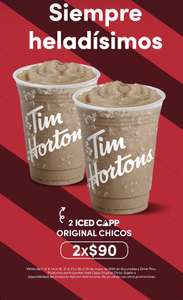Tim Hortons: 2 Iced Capp Originales Chicos x $90