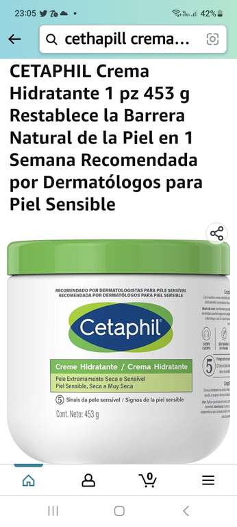 Amazon: CETAPHIL Crema Hidratante 2 pz 453 g Restablece la Barrera Natural de la Piel en 1 Semana Recomendada por Dermatólogos Piel Sensible